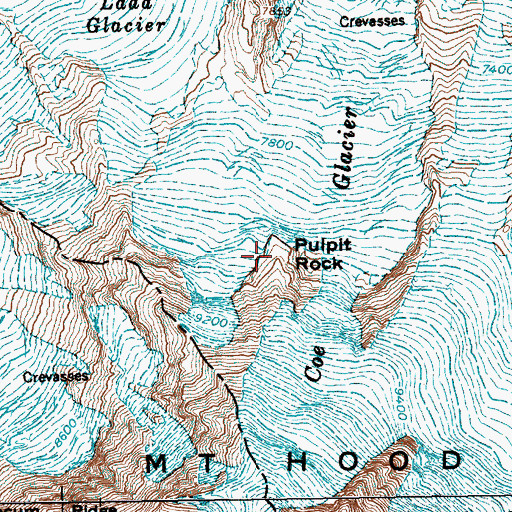 Topographic Map of Pulpit Rock, OR