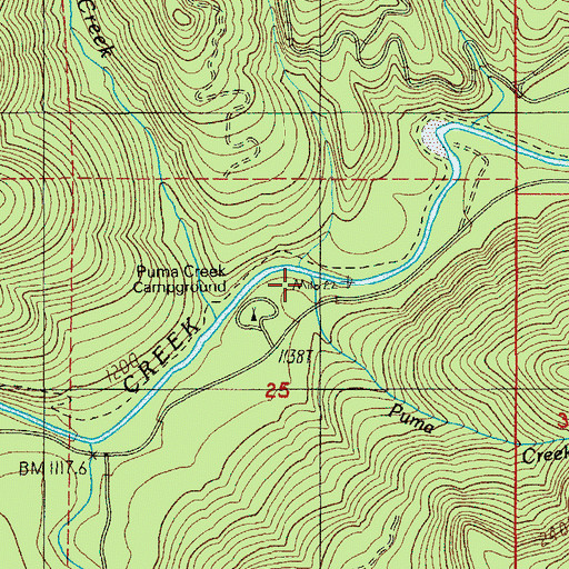 Topographic Map of Puma Creek Recreation Site, OR