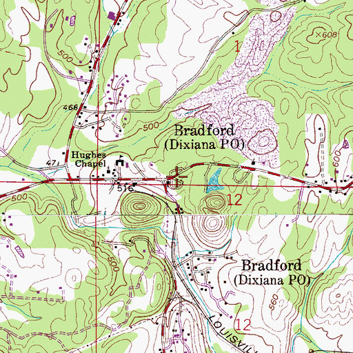 Topographic Map of Bradford, AL