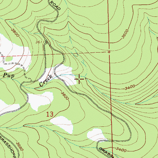 Topographic Map of Pup Creek, OR