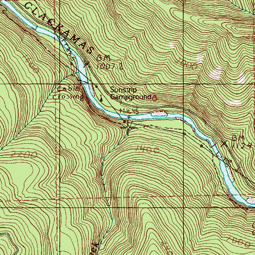 Topographic Map of Pup Creek, OR