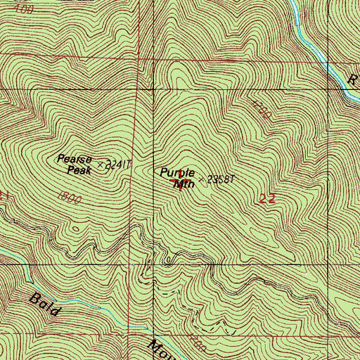 Topographic Map of Purple Mountain, OR