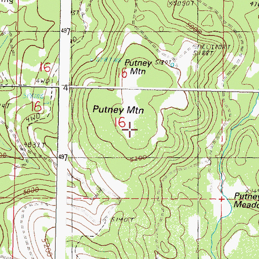 Topographic Map of Putney Mountain, OR