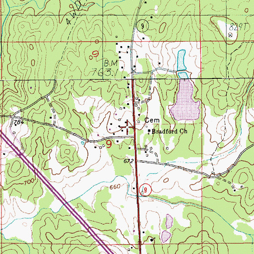 Topographic Map of Bradford Methodist Church, AL
