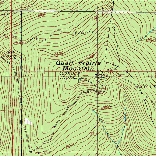 Topographic Map of Quail Prairie Mountain, OR
