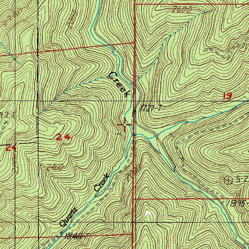Topographic Map of Quartz Creek, OR