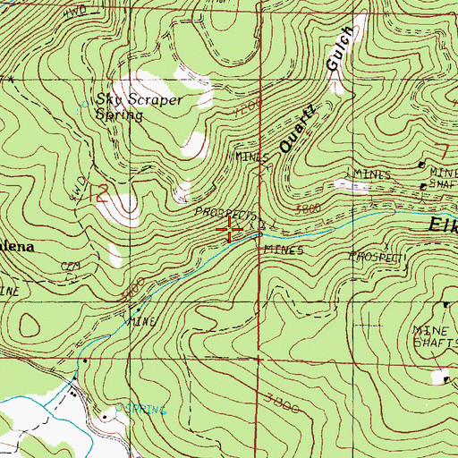 Topographic Map of Quartz Gulch, OR