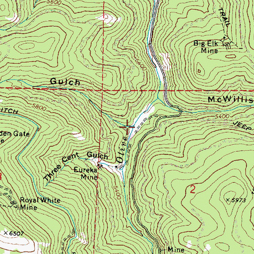 Topographic Map of Quartz Gulch, OR