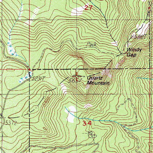 Topographic Map of Quartz Mountain, OR