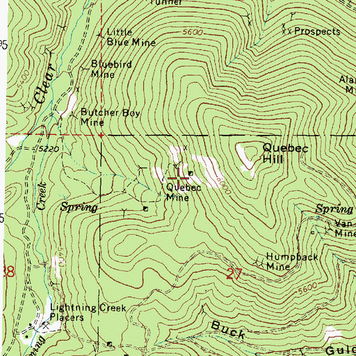 Topographic Map of Quebec Mine, OR