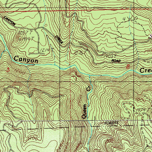 Topographic Map of Queen Creek, OR