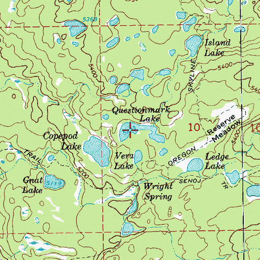 Topographic Map of Questionmark Lake, OR