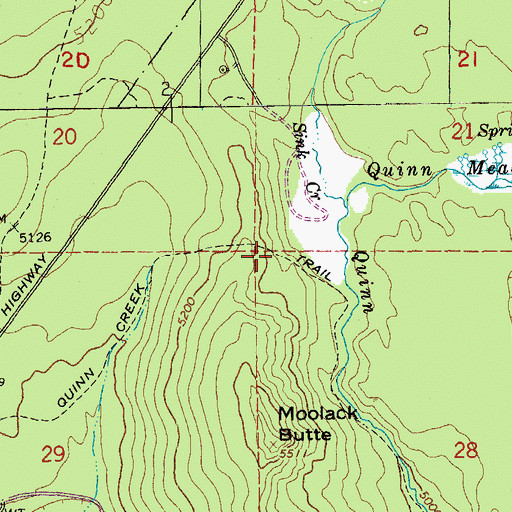 Topographic Map of Quinn Creek Trail, OR