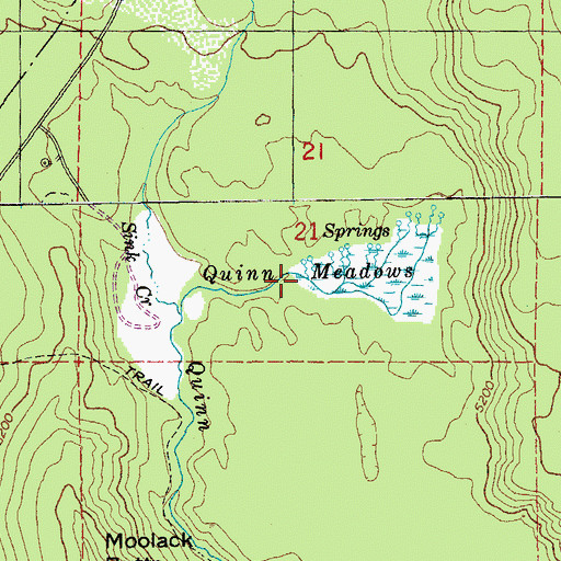 Topographic Map of Quinn Meadows, OR