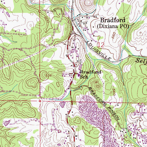 Topographic Map of Bradford Junior High School, AL