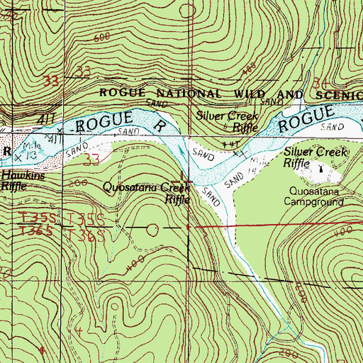 Topographic Map of Quosatana Creek, OR
