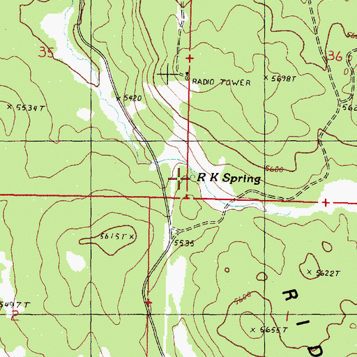 Topographic Map of R K Spring, OR