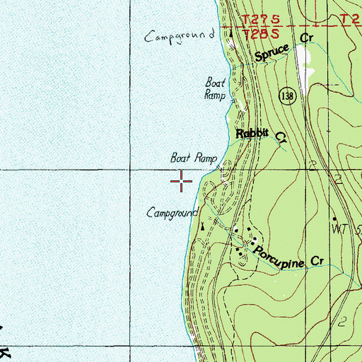 Topographic Map of Rabbit and Porcupine Creek Forest Camp, OR