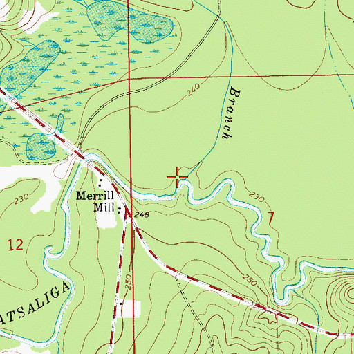 Topographic Map of Bradley Branch, AL