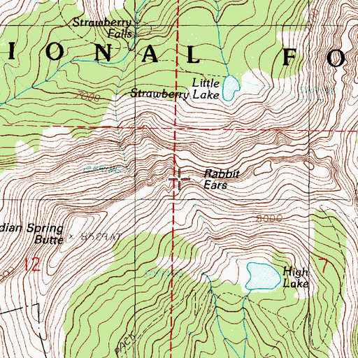 Topographic Map of Rabbit Ears, OR