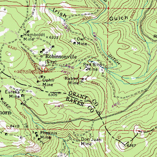 Topographic Map of Rabbit Mine, OR