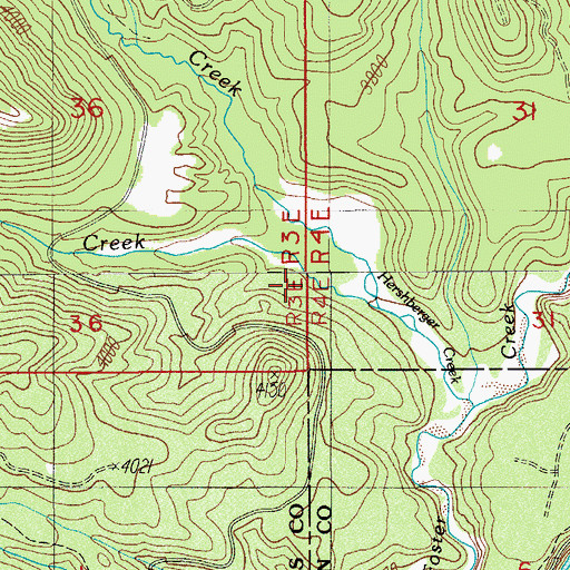 Topographic Map of Rabbitear Creek, OR