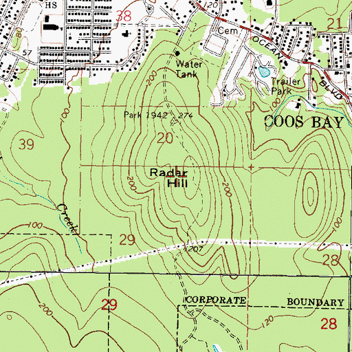Topographic Map of Radar Hill, OR