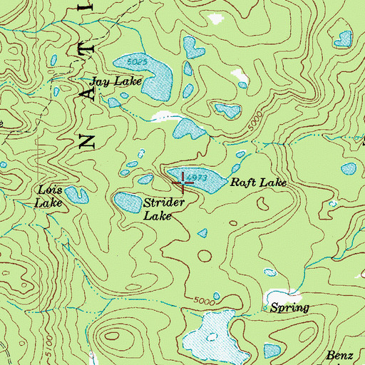 Topographic Map of Raft Lake, OR