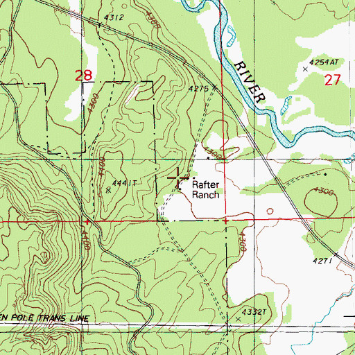 Topographic Map of Rafter Ranch, OR