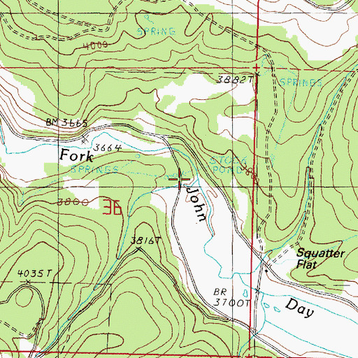 Topographic Map of Ragged Creek, OR