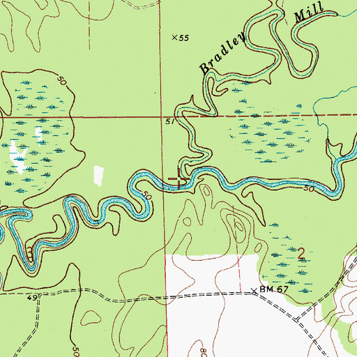 Topographic Map of Bradley Mill Creek, AL