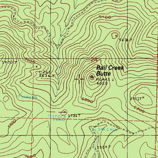 Topographic Map of Rail Creek Butte, OR