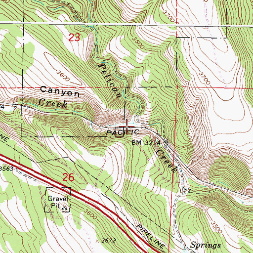 Topographic Map of Railroad Canyon, OR