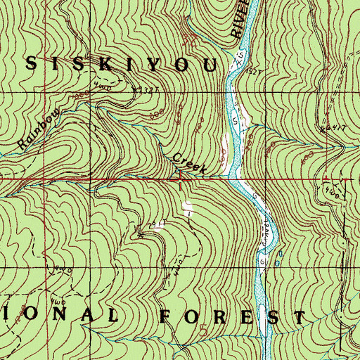 Topographic Map of Rainbow Creek, OR