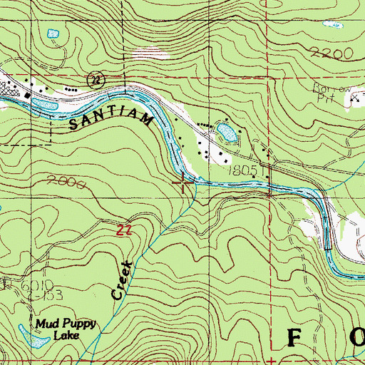 Topographic Map of Rainbow Creek, OR