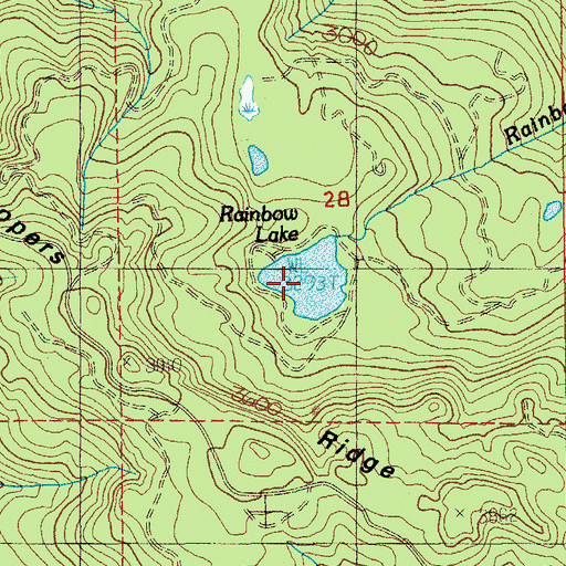 Topographic Map of Rainbow Lake, OR