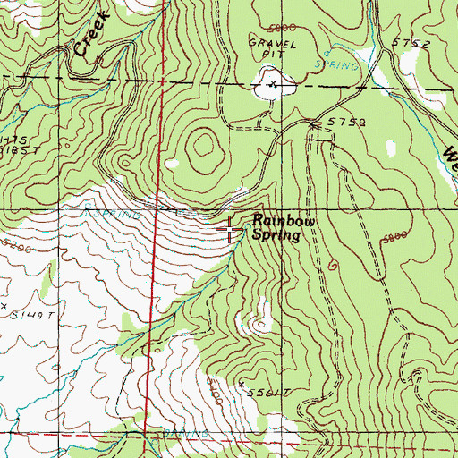 Topographic Map of Rainbow Spring, OR