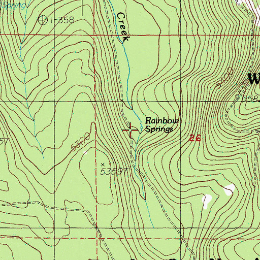 Topographic Map of Rainbow Springs, OR