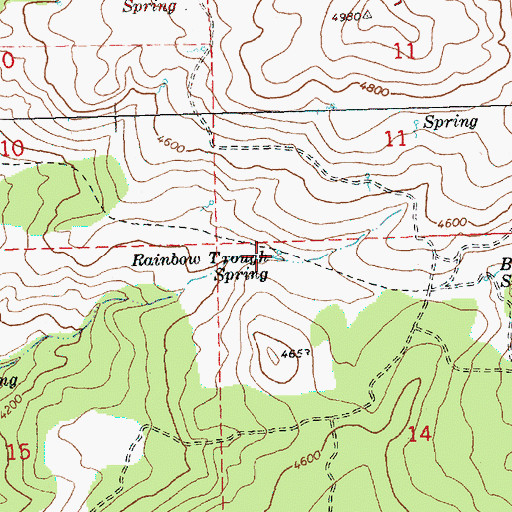 Topographic Map of Rainbow Trough Spring, OR