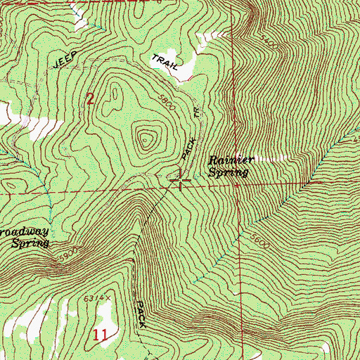 Topographic Map of Rainier Spring, OR
