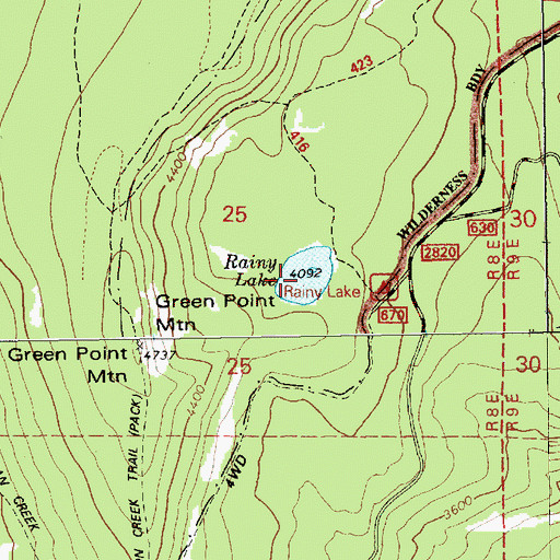 Topographic Map of Rainy Lake, OR