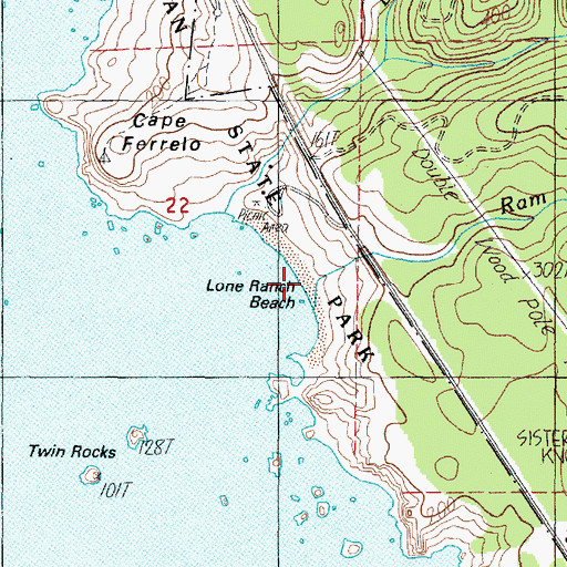 Topographic Map of Ram Creek, OR