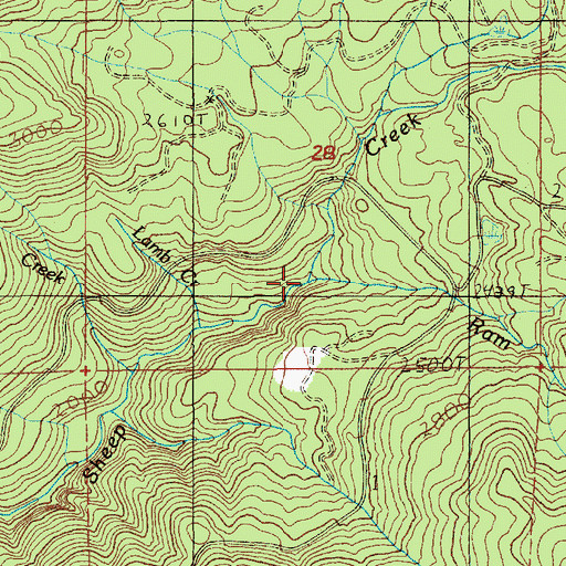 Topographic Map of Ram Creek, OR