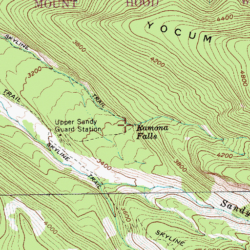 Topographic Map of Ramona Falls, OR
