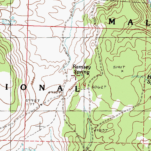 Topographic Map of Ramsey Spring, OR