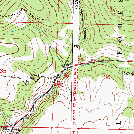 Topographic Map of Rancheria Creek, OR