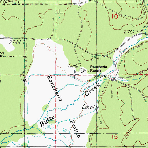Topographic Map of Rancheria Ranch, OR