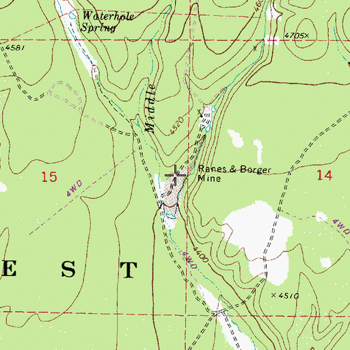 Topographic Map of Ranes & Borger Mine, OR