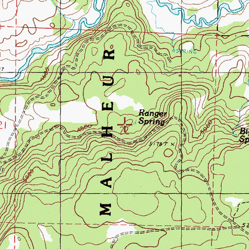Topographic Map of Ranger Spring, OR