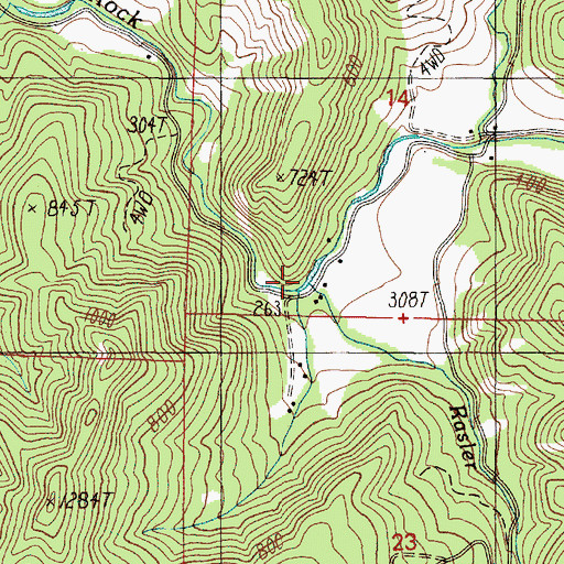 Topographic Map of Rasler Creek, OR